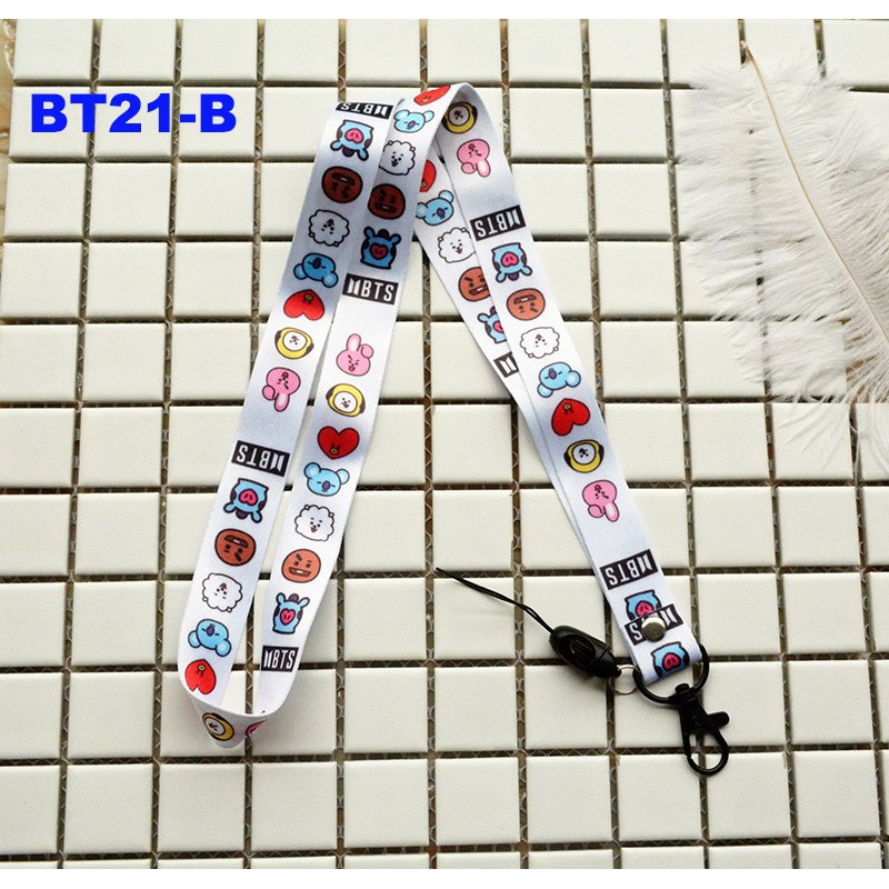 Gantungan Kunci Desain Kpop BTS bt21 dengan Strap Handphone
