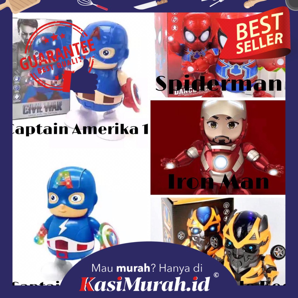 KASIMURAH K221 Dancing Mainan  Robot  Iron Man Spiderman 