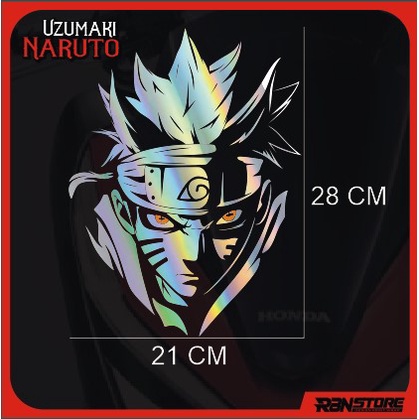 STIKER WINDSHIELD MOTOR MATIC PCX NMAX UZUMAKI NARUTO HOLOGRAM DAN PUTIH CUTTING STICKER