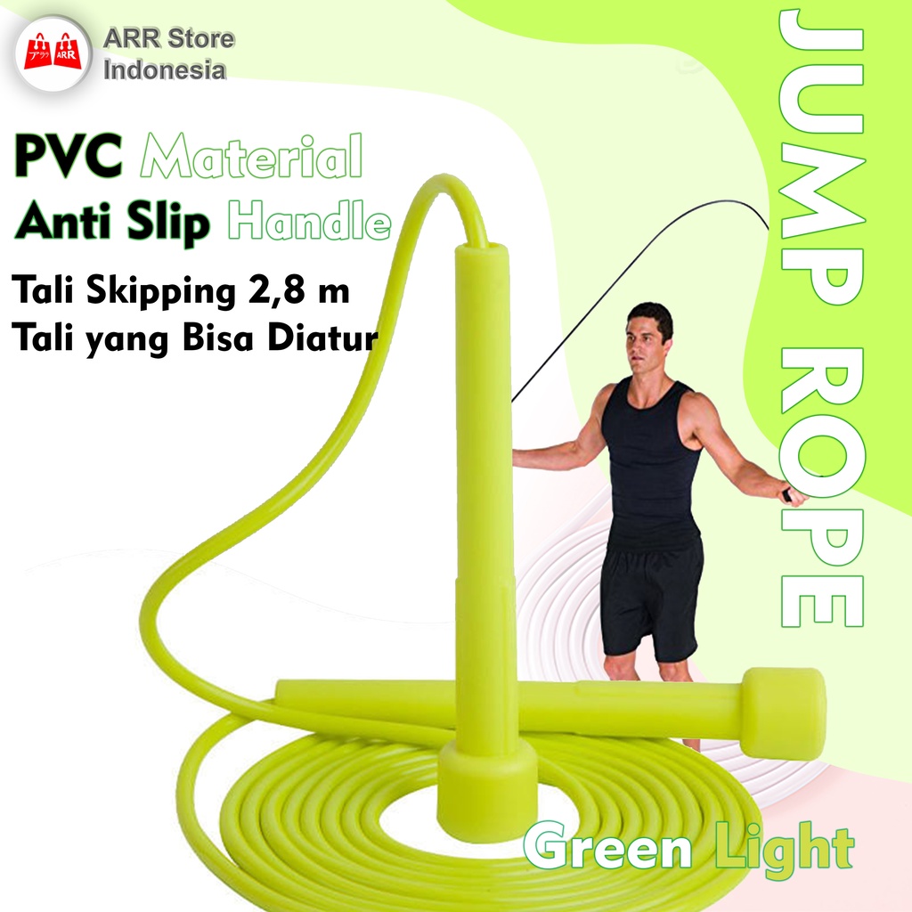 Skipping Jump Rope Lompat Tali ANTI Slip Bahan PVC, PP Adjustable 2,8 m Impor Kuning