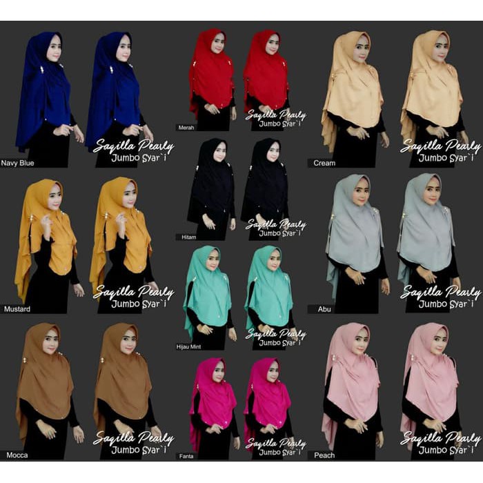 Hijab Instan Syari Pad Antem Saqilla Pearly Jumbo Jersey Zoya