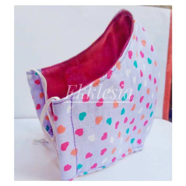 Masker Kain Katun Jepang up to 4PLY  - Ungu Motif