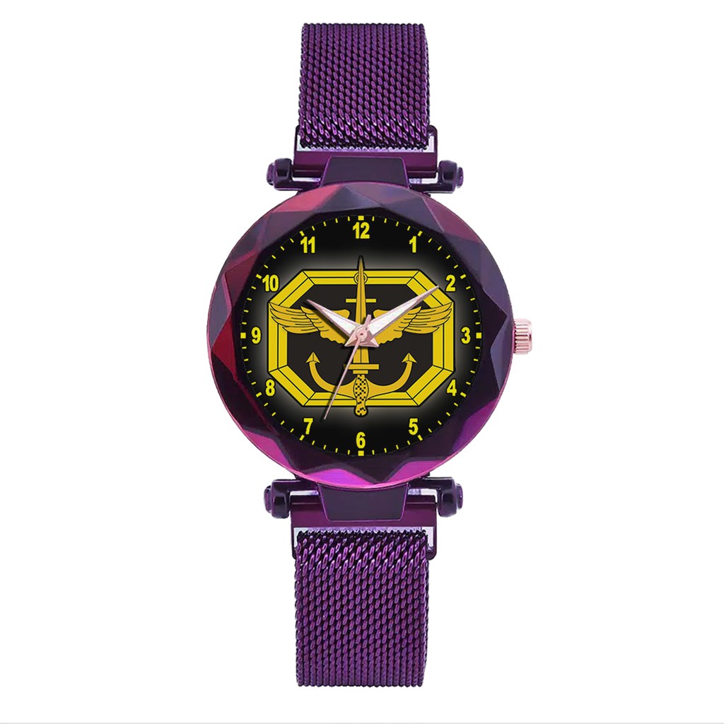 Jam Tangan Wanita Custom - LOGO KOPASSUS BAYGROUND HITAM  Free Box &amp; Batre Cadangan