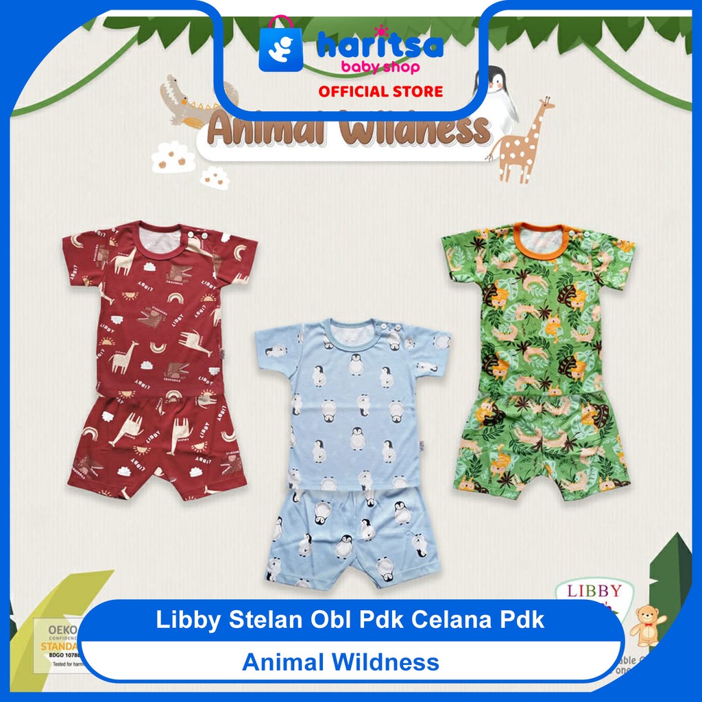 LIBBY 1 stel Stelan Oblong Pendek - Celana Pendek Motif Journey To Safari