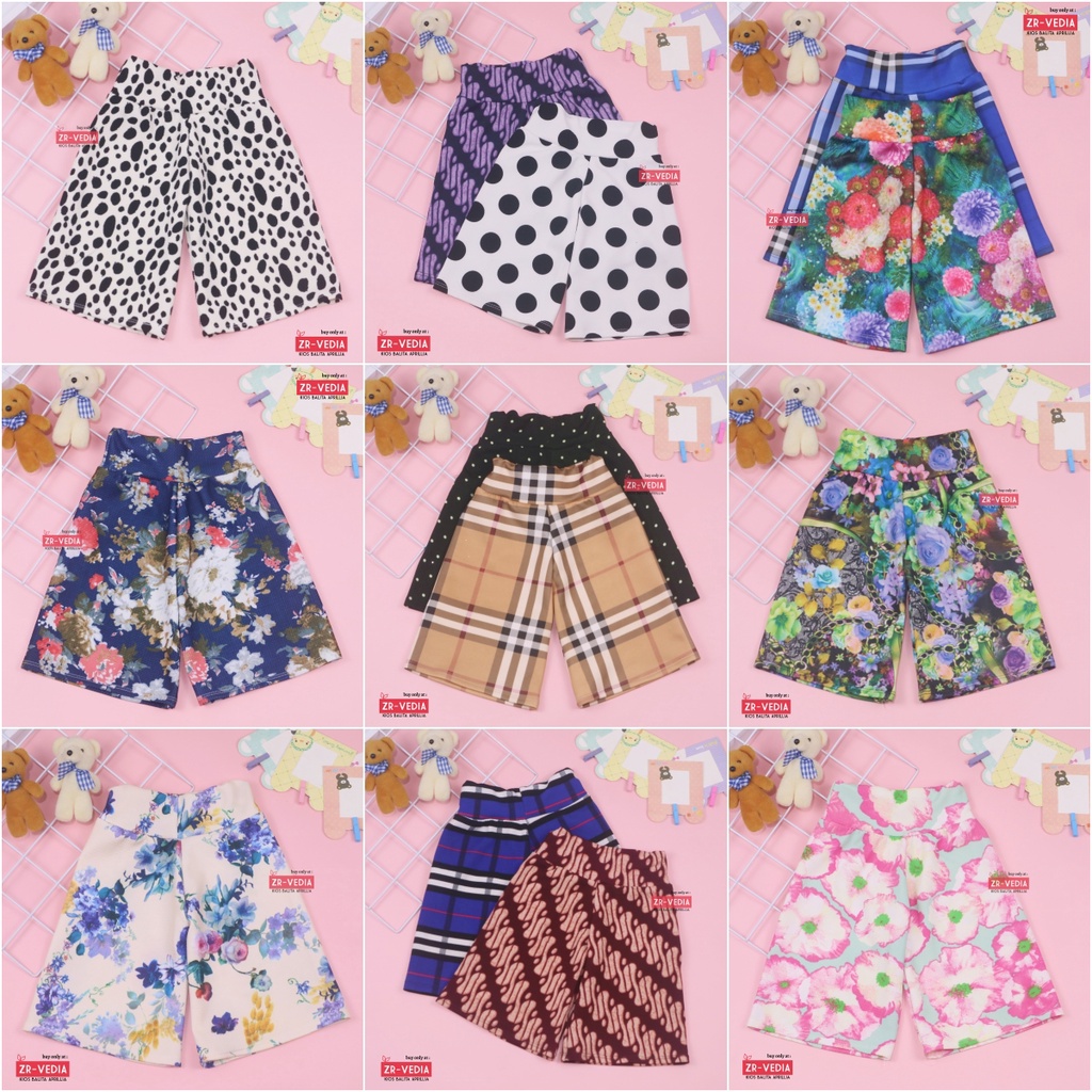 Kulot Motif Uk. 5-6 Tahun / Celana 3per4 Anak Perempuan Skirt Murah Celana Pendek Pants Adem Kulot