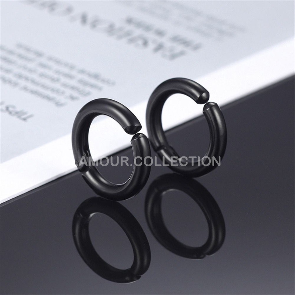 [COD] 1Pcs Anting Jepit Telinga Anting Telinga Palsu Pria/Wanita Lapis Titanium Model Bulat/Ring Ala Kpop TANPA LUBANG TINDIK