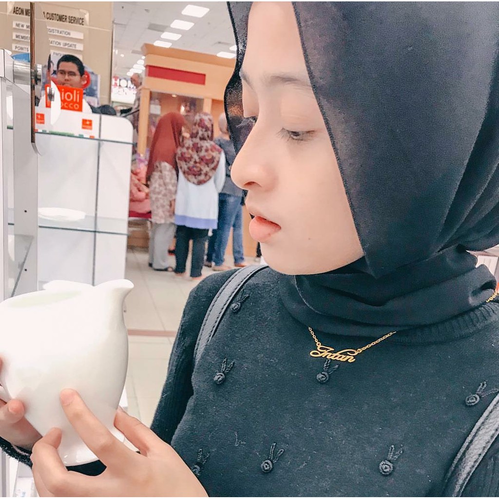 Kalung Liontin Custom Nama Lapis Emas Anti Karat