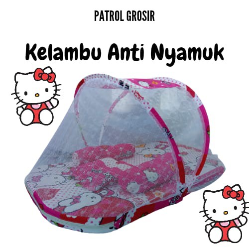 KASUR LIPAT KELAMBU KARAKTER HELLO KITTY SET BANTAL GULING TERMURAH