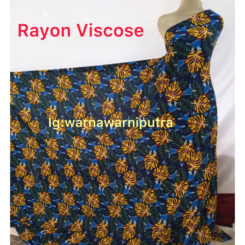 kain rayon viscose motif Daun janda bolong