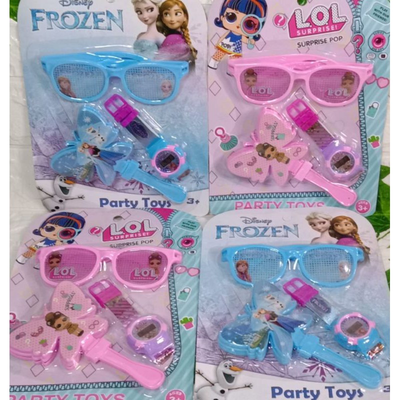 Mainan Anak Jam Tangan Kipas dan kaca mata karakter Frozen Dan Lol