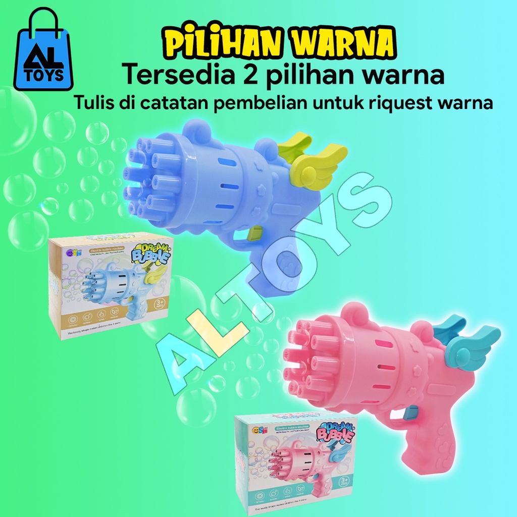 Mainan Bubble Gun Gelembung Angel Tembak Gelembung Sabun Pistol Elektrik Otomatis 10 Mata
