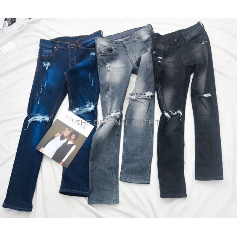 CELANA JEANS SOBEK /RIPPED JEANS SOBEK /CELANA JEANS DISTRO /CELANA PANJANG JEANS SOBEK LUTUT /CELANA PANJANG PRIA SOBEK LUTUT