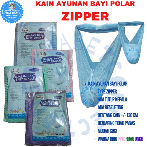 AYUNAN BAYI ANAK ZIPPER RESELETING TUTUP KEPALA Merk POLAR Kain Jaring Tidak Panas Lembut TOKOABET