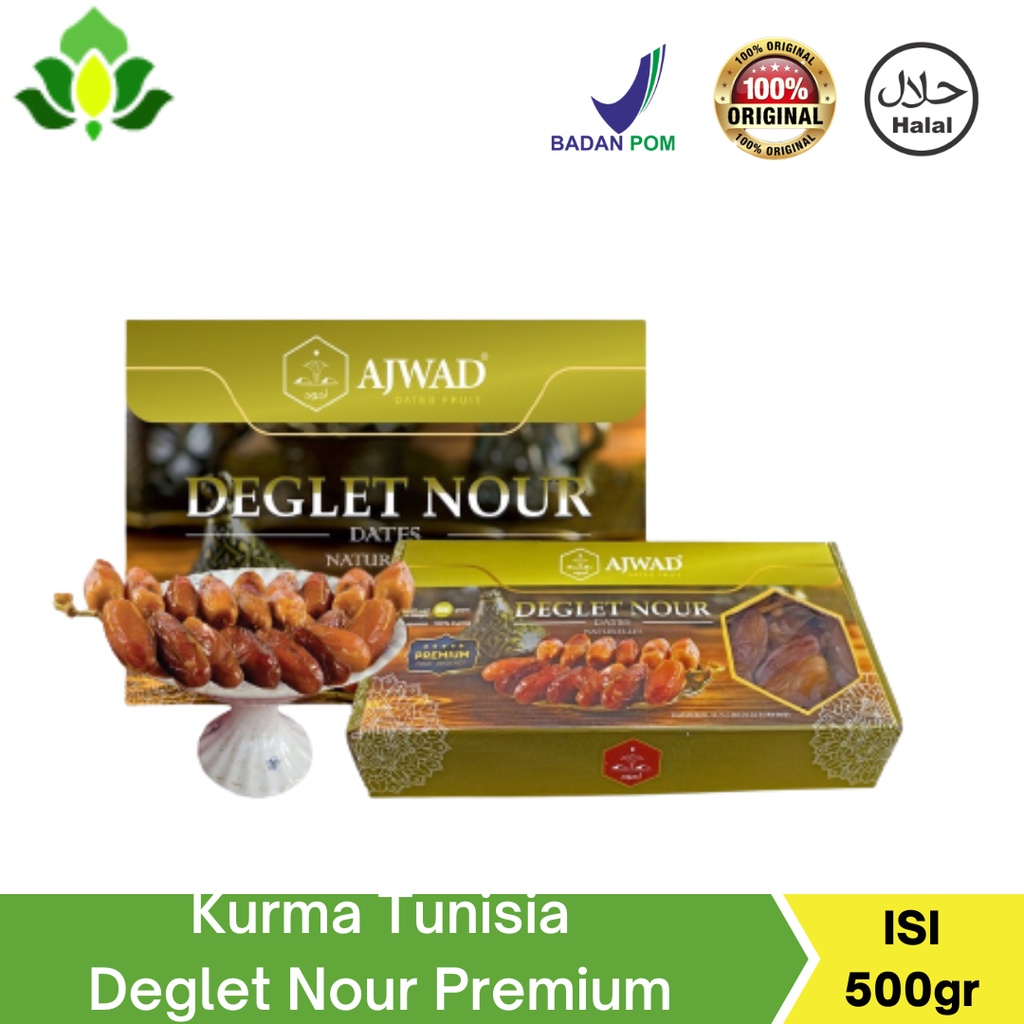 

Kurma Tunisia Tangkai Ajwad Deglet Nour Date Premium original 500 gr