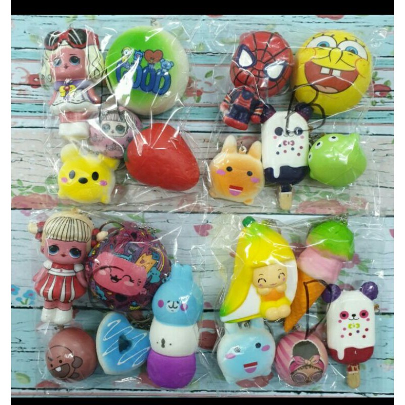 Sekuisi Mainan Squishy Squisy Paket Murah Sequisy Lucu Kado Koleksi Anak Kekinian