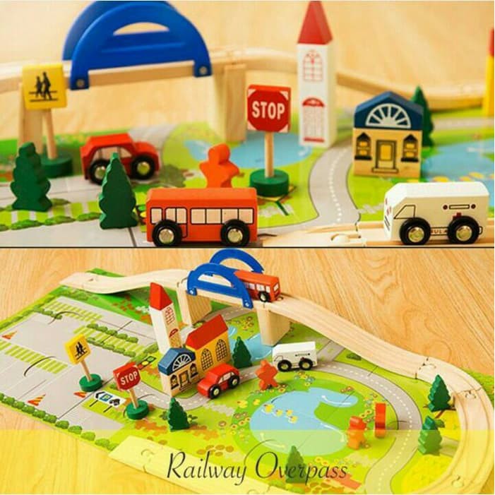 [BIG SALE] RAIL OVERPASS/ railway/ kereta kayu/ mainan edukasi anak/ mainan set mobil mobilan kayu