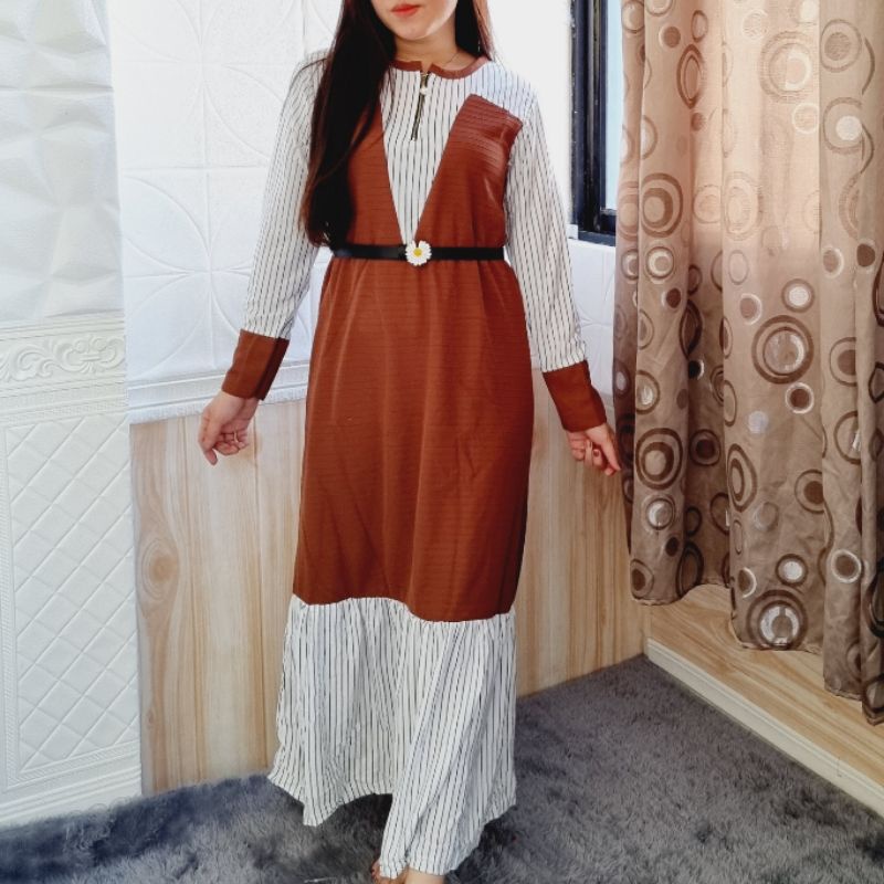 GAMIS V-NECK / ALL SIZE / BAHAN WAFEL + SPANDEX / JAHITAN RAPI