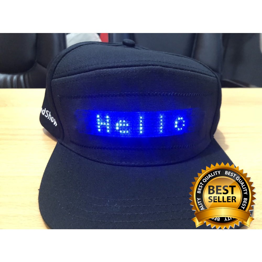 Topi Led Running Text Display Mini Text Sendiri