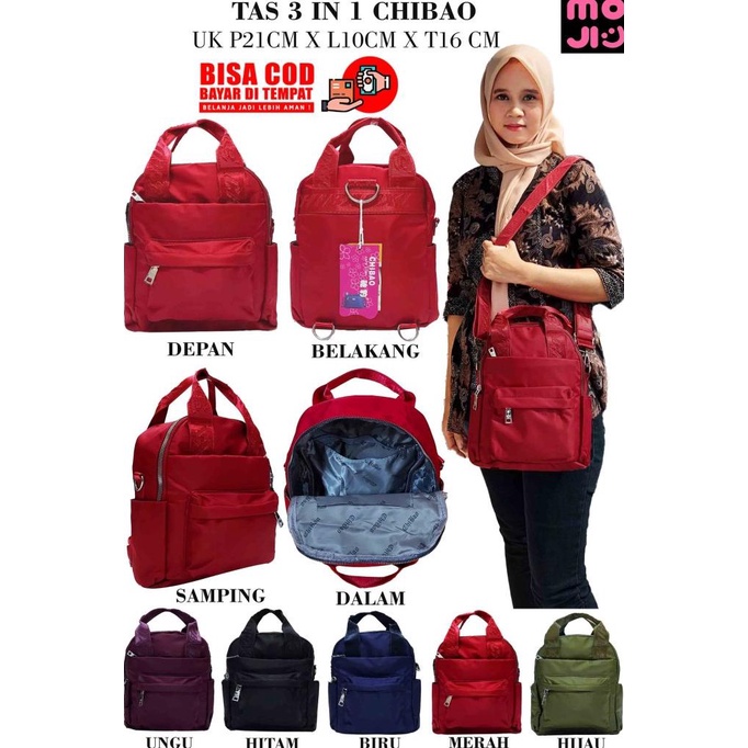 Tas Ransel Chibao Wanita / Selempang / Tengteng / 3In1 Chibao #0839