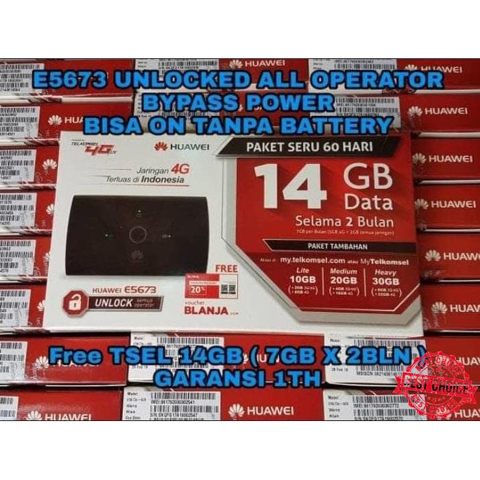 PROMO HARGA MURAH Modem Mifi Huawei 4G LTE E5673 Unlock bypass Telkomsel Garansi Resmi