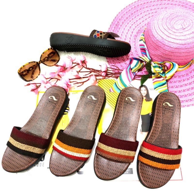 sandal wanital turki cantik sol love elegant 3cm ringan motif 4 warna. Felonie MRJ 01