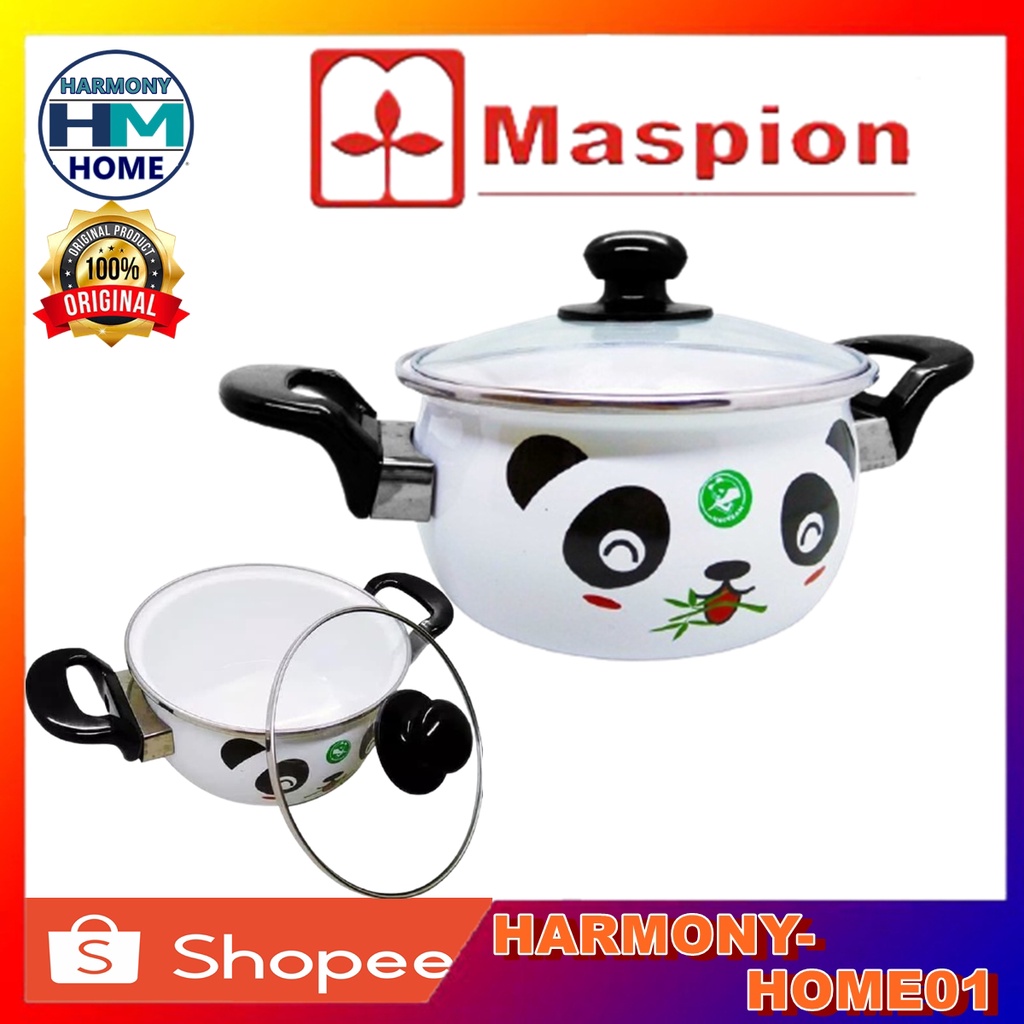 Maspion Panci Saucepan Hello Panda 18 cm - Panci kesehatan enamel hello panda