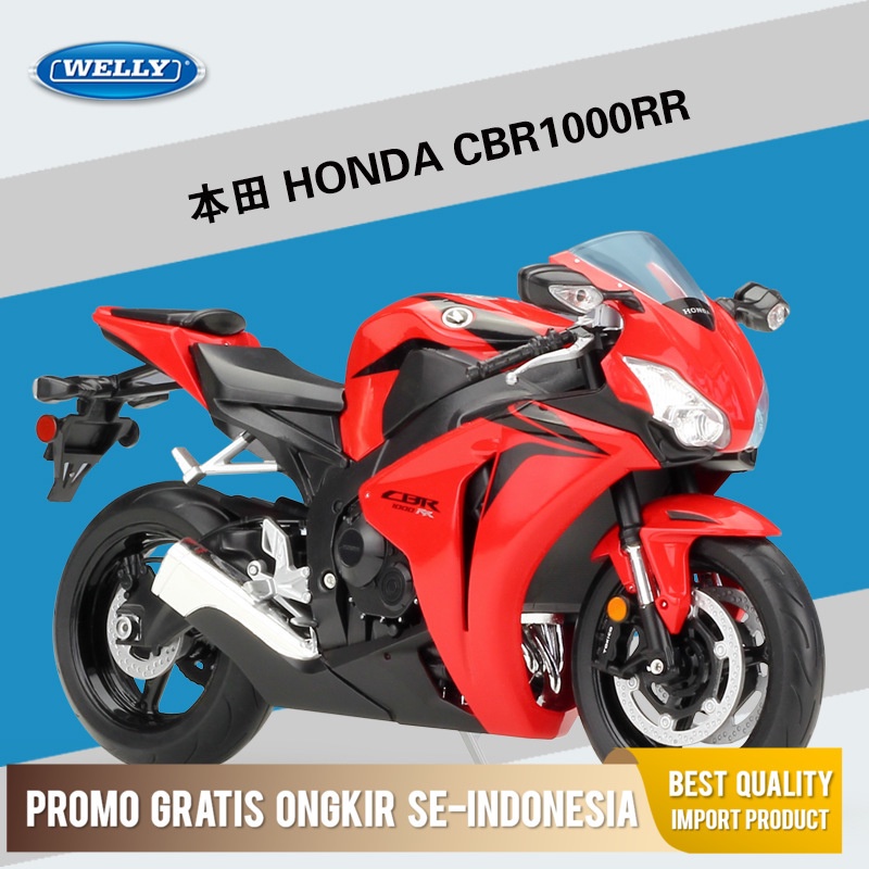 Miniatur Diecast Welly Willie 1:10 Honda Cbr1000rr Simulasi Motor Model Selesai