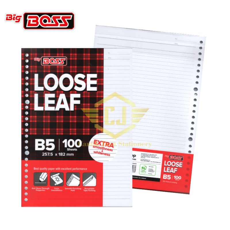 

Isi Kertas File Binder BIG BOSS B5 100 Lembar Loose Leaf