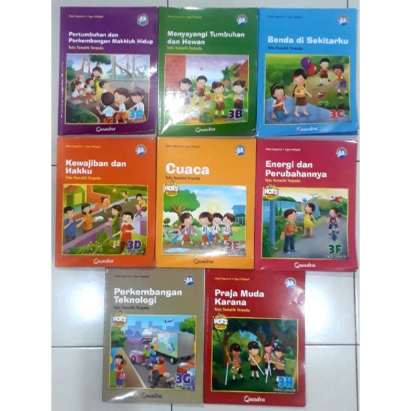 paket buku satu tahun Tematik kelas 3 ABCDEFGH Quadra bonus 2 buku