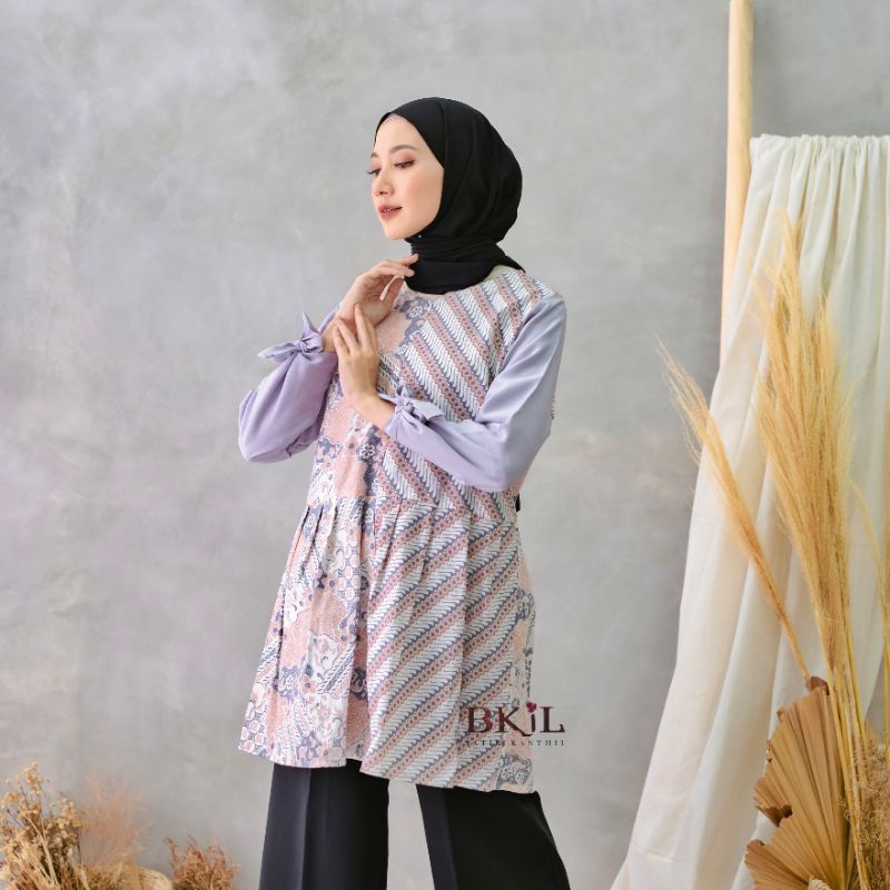 tey-17 Batik wanita ASJ SA HRB026 Kenongo Kemeja Tosca Pendek-BKIL-BATIK KANTHIL-3