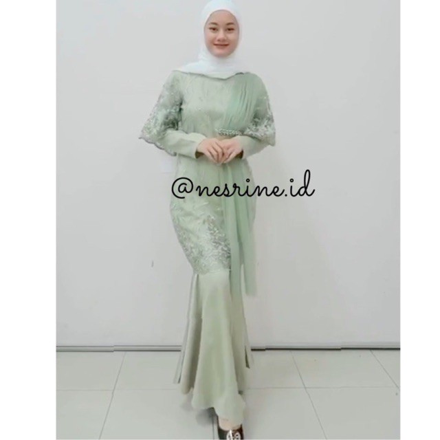 NESRINE DINDA DRESS MERMAID TULLE PREMIUM MUTIARA [kebaya seragamana murah kondangan wisuda pesta br