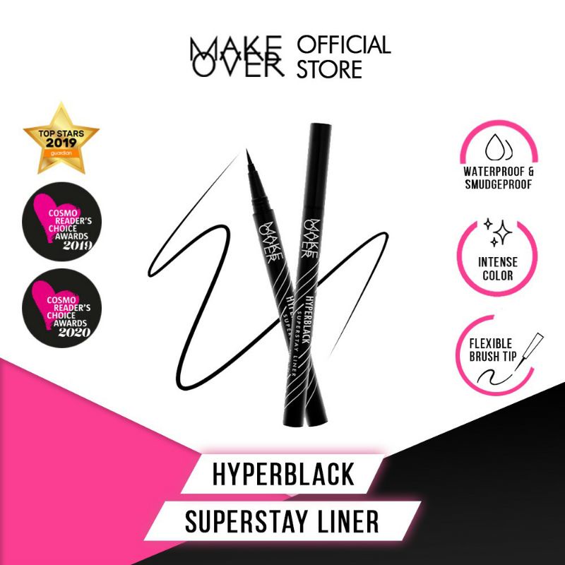 MAKE OVER Hyperblack Superstay Liner - Eyeliner Make Over , Eye Liner Make Over , Waterproof