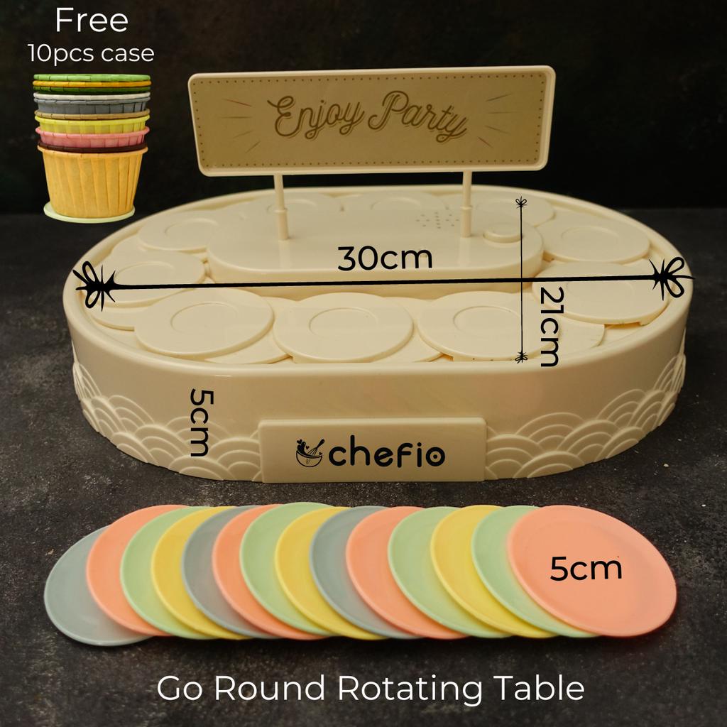 Go Round Rotating Table Meja CupCake Putar Meja Display Sushi Dessert