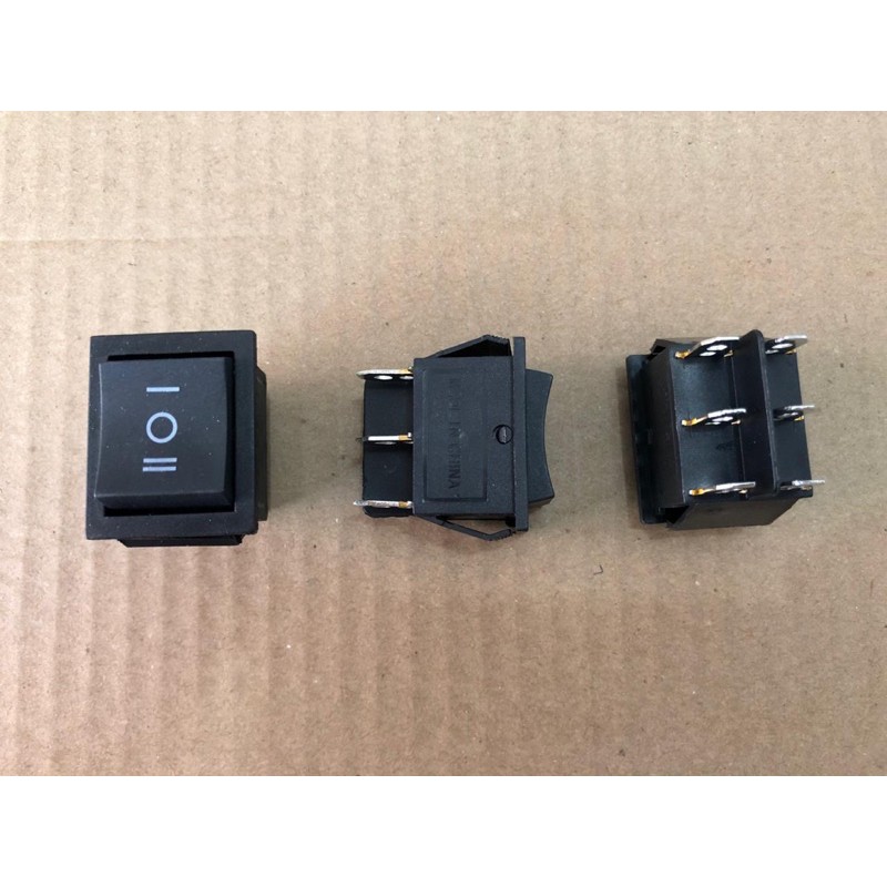 Saklar Rocker switch besar Hitam 6 pin / 6 kaki ON OFF ON 1
