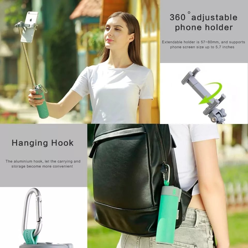 Tongsis 8IN1 Speaker Bluetooth Senter Powerbank Selfie Multifungsi Free Gantungan