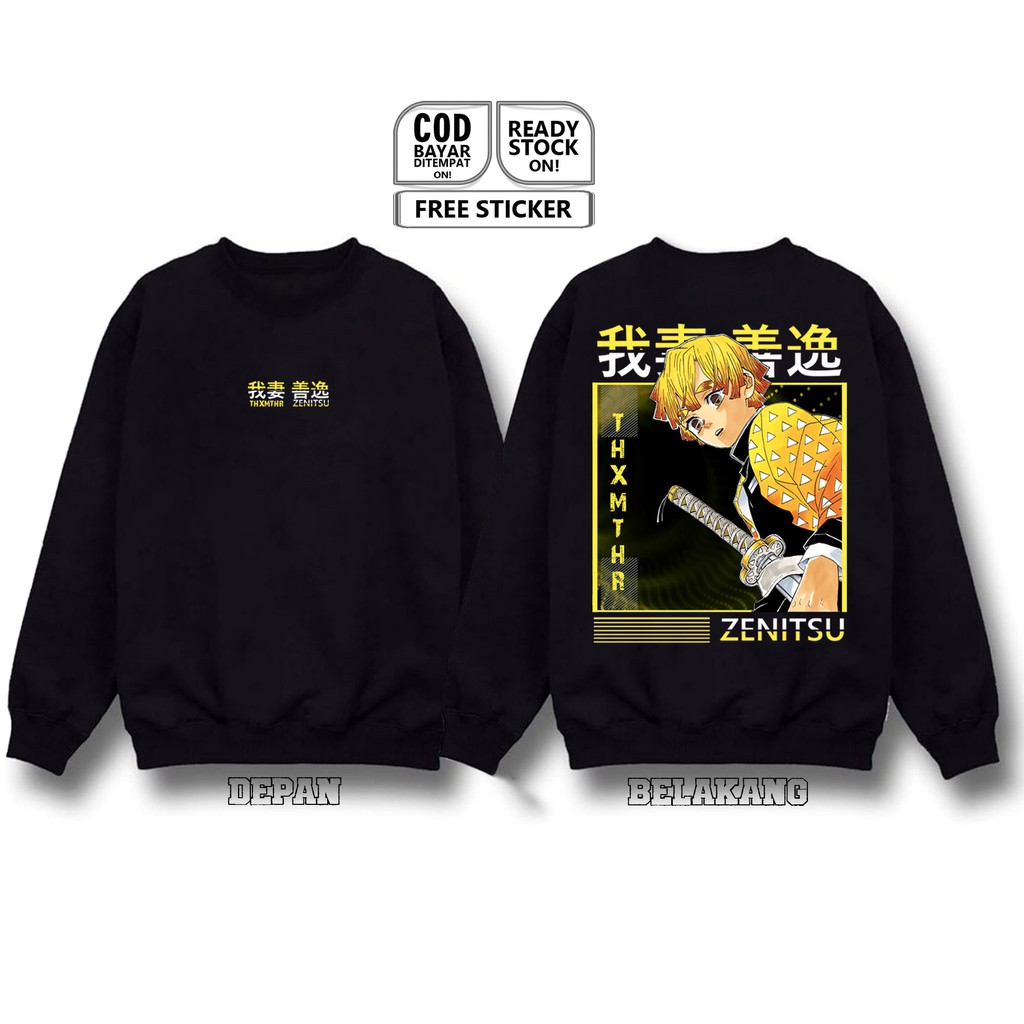SWEATER CREWNECK ZENITSU AGATSUMA KIMETSU NO YAIBA DEMON SLAYER INOSUKE NEZUKO TANJIRO ENMU SIGNCLOT