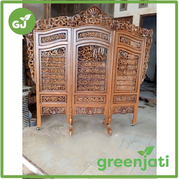 Greenjati Sketsel Kaligrafi Full Kayu Jati Asli Jepara