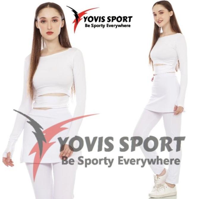 Celana senam rok Banyak varian warna celana senam panjang rok - L, Putih