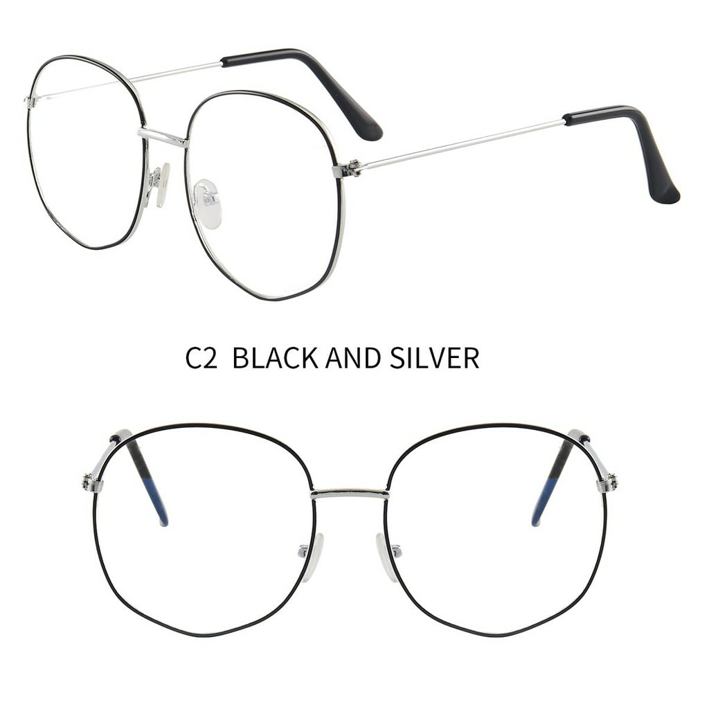 Kacamata Fashion Unisex Style Korea EG23 Kacamata Baca Frame Anti Radiasi Metal Gaya Retro