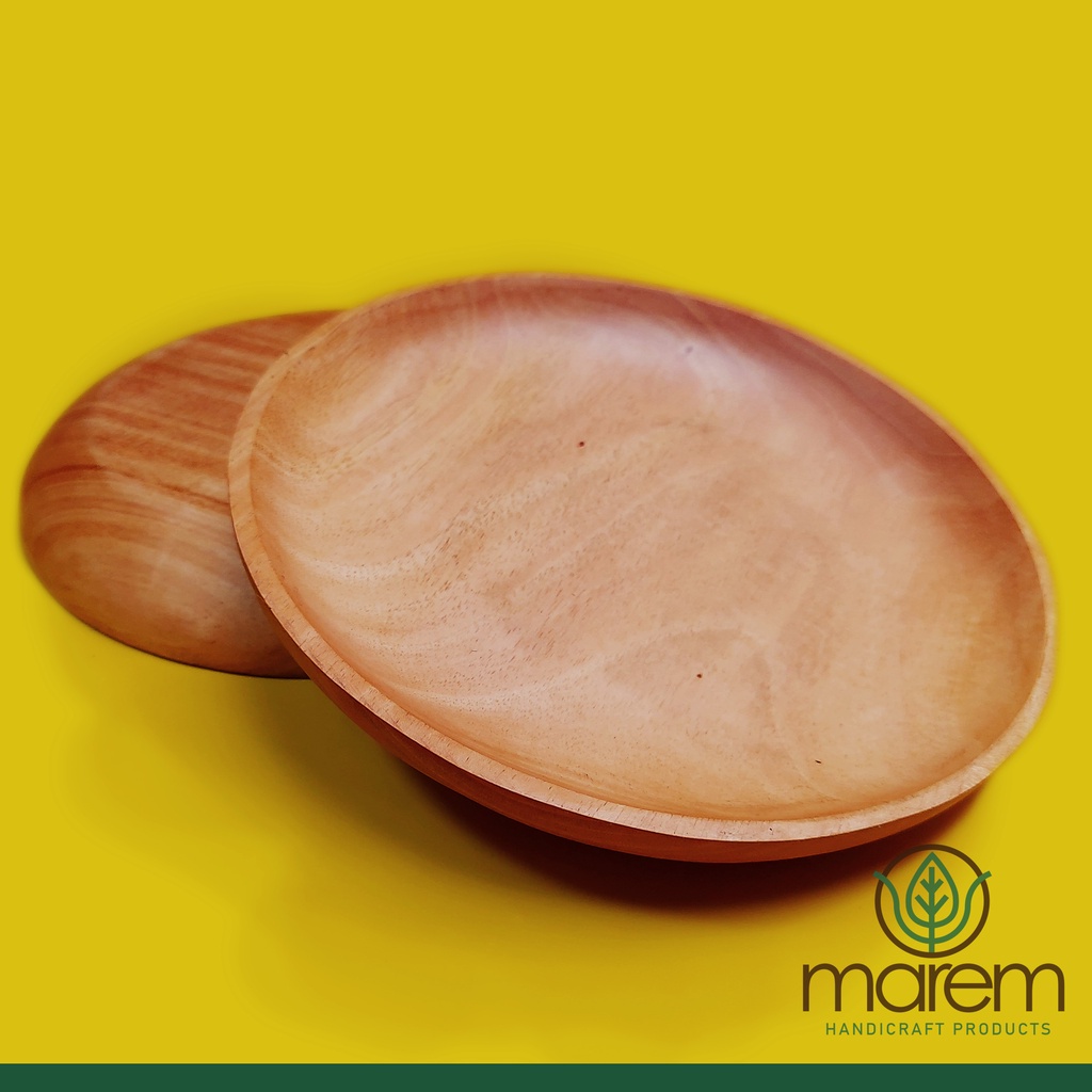 PIRING KAYU MAHONI PIRING MAKAN KAYU 20 CM FOODGRADE - BTMP001-20-3
