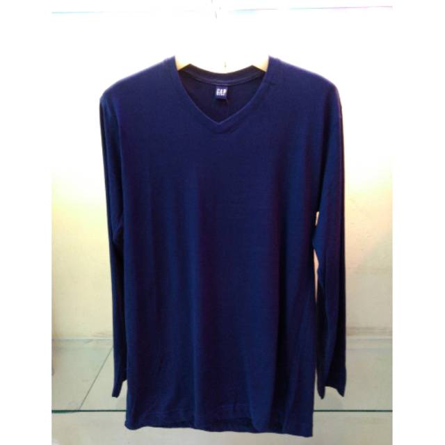 Kaos polos panjang biru dongker