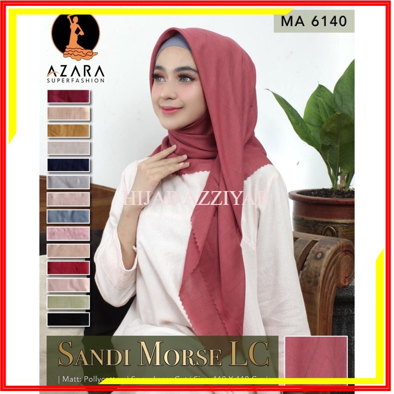 Jilbab Polos Azara Scarf Sandi Morse Laser Cut Hijab Segi Empat Voal Waffle Termurah Polos Grosir