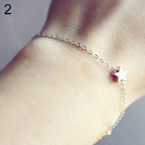 Hu Hu Hu Hu Hu Alat Bantu Pasang Kacamata♡ Gelang Rantai Charm Bintang Lapis Emas / Silver Untuk Wanita