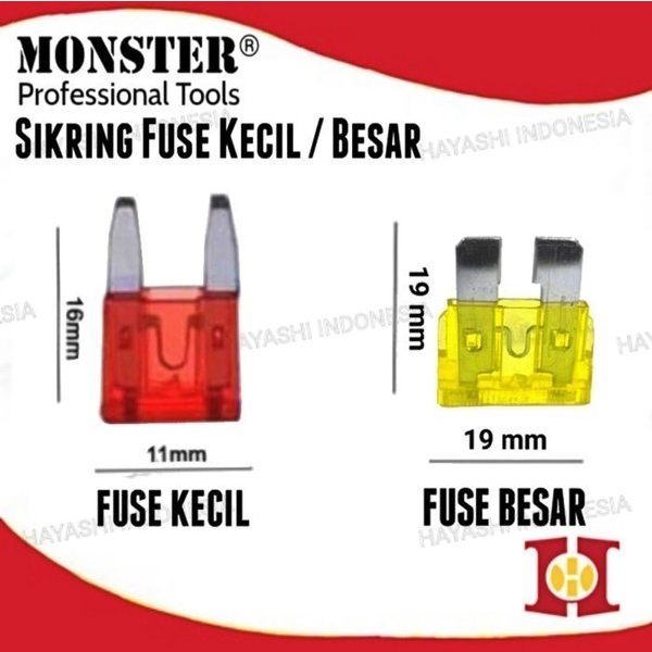 Sekring Sikring Tancap Fuse Kecil Besar Mobil 10A 15A 20A 25A 30A - 10pcs