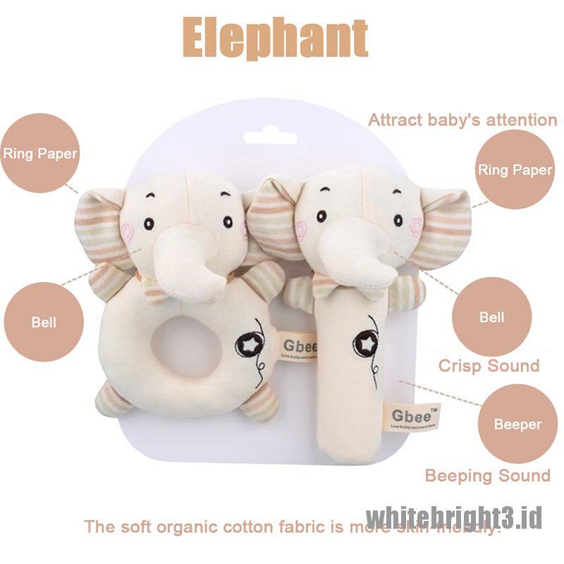 (white3) Mainan Rattle Boneka Plush Kartun Hewan Untuk Edukasi Bayi / Anak