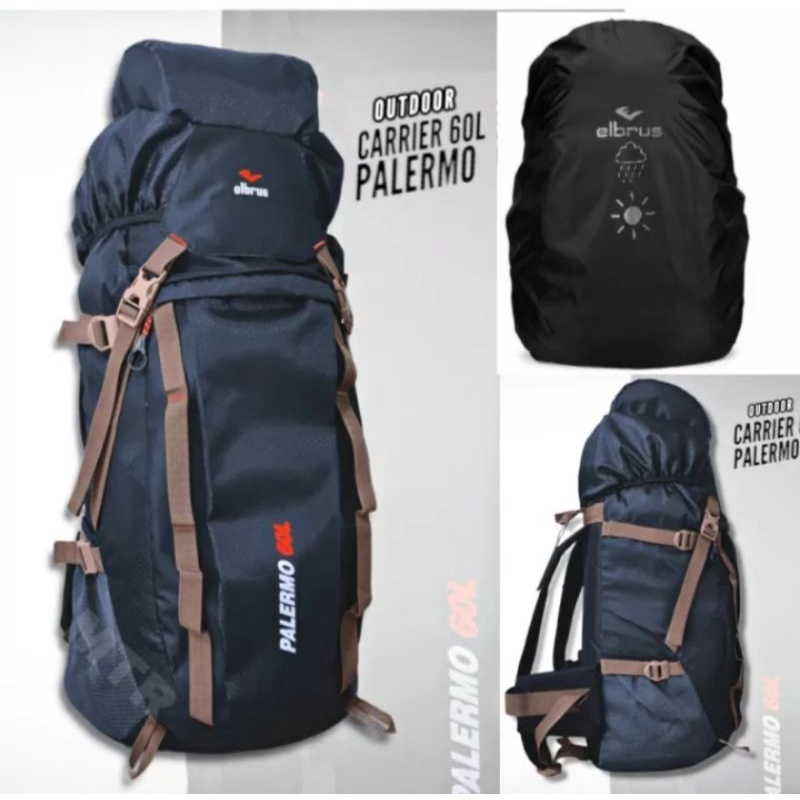 TAS CARRIER/GUNUNG ELBERUS PALERMO ORIGINAL 60 LTR MURAH MERIAH BERKUALITAS BONUS RAINCOVER