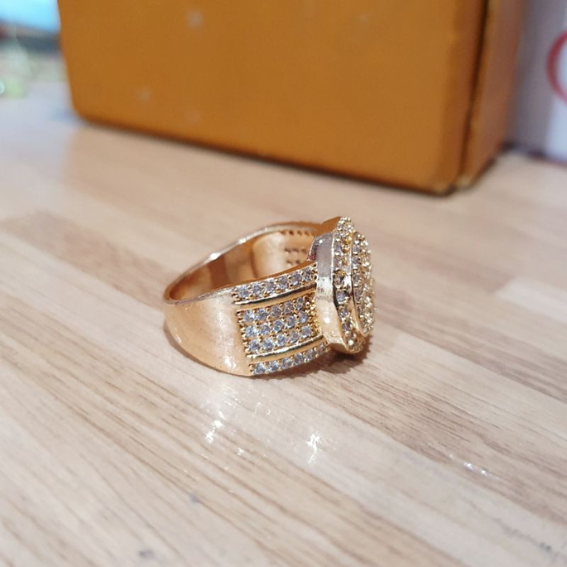 Cincin zircon premium lapis emas anti karat anti alergi Ring Zircone gold 010