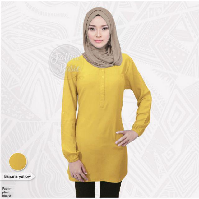 Blus Polos Banana Yellow - Blouse Polos Rayon - Kuning - Fathin Basic - SHOPIE Hijabstyle-Banana yellow
