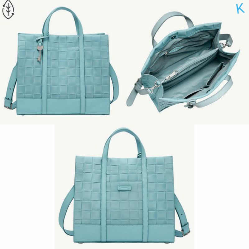tasFOSSIL carmen shopper tote bag turquoise blue e