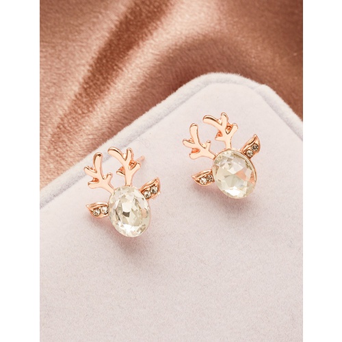 LRC Anting Tusuk Fashion Golden Water Three-dimensional Crystal Antler Earrings Q22209